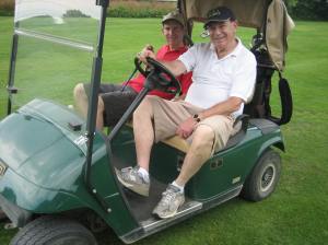 CSL Golf Classic co-chairs Mike Cohen and Sam Goldbloom relaxing after a brutal 9 holes!