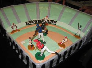 Ron Yarin was presented with a birthday cake sculpted as  Ebbets Field in NY